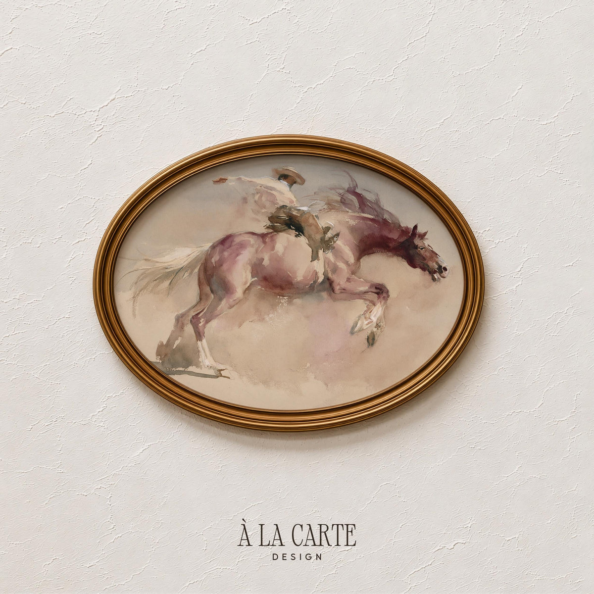 Wild bronco rider wall art instant download — loose brushstroke western painting with soft, hazy aesthetic
