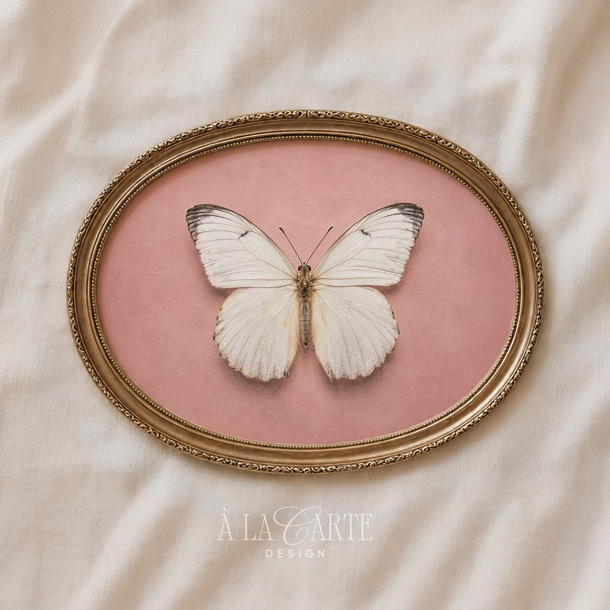 Butterfly garden artwork poster — soft cottagecore print with blush-toned background