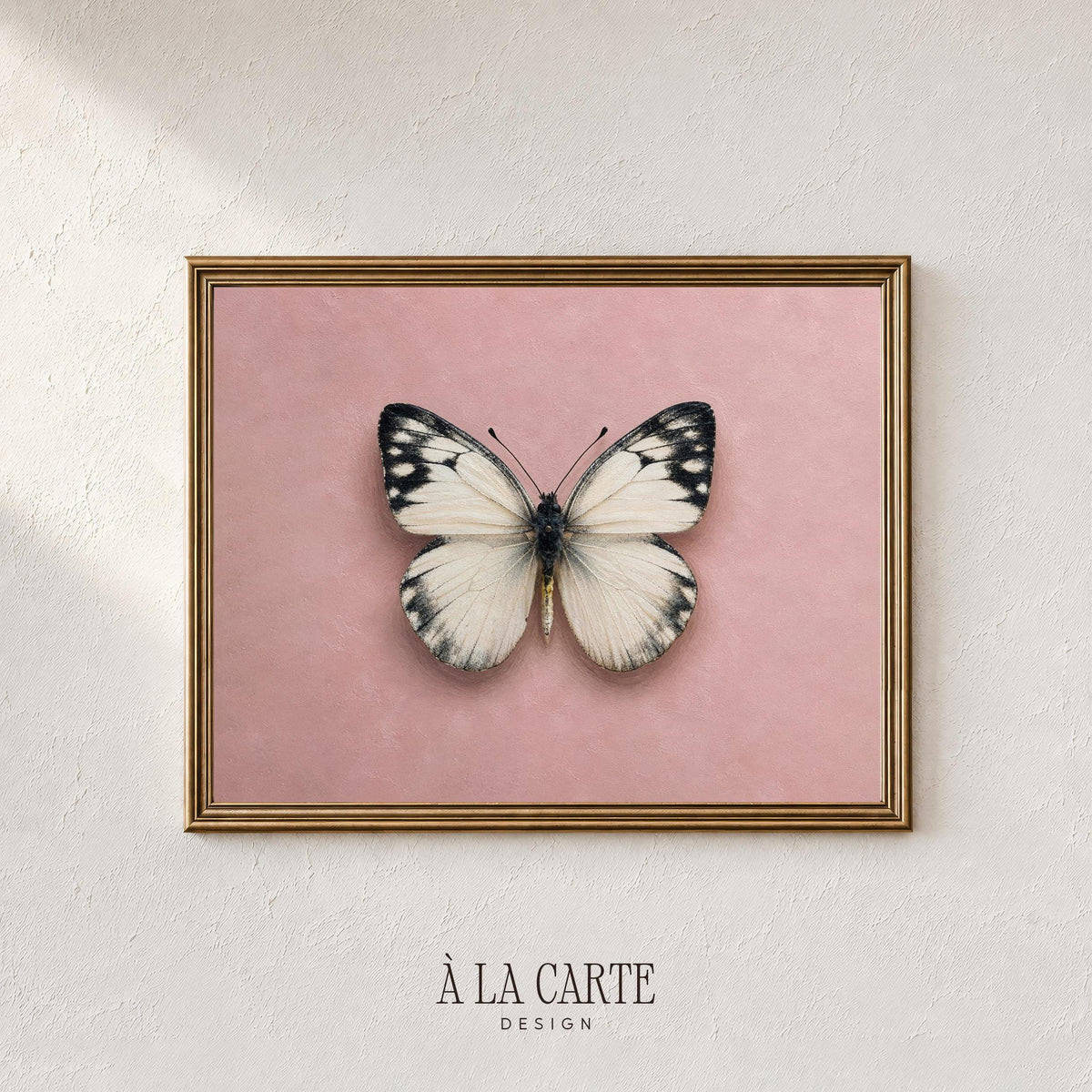 Vintage butterfly painting digital artwork — spread-wing specimen with feminine aesthetic perfect for bedroom wall