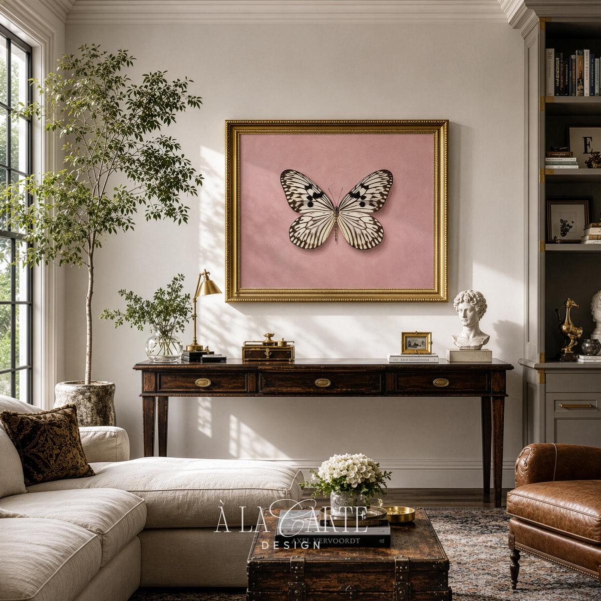 Butterfly illustration printable wall decor for nursery — soft botanical artwork with intricate wing patterns