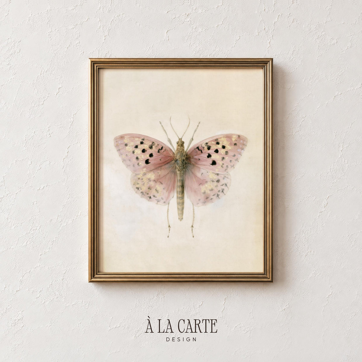 Soft naturalist wing study print downloadable art for bedroom — sage and blush palette on aged background