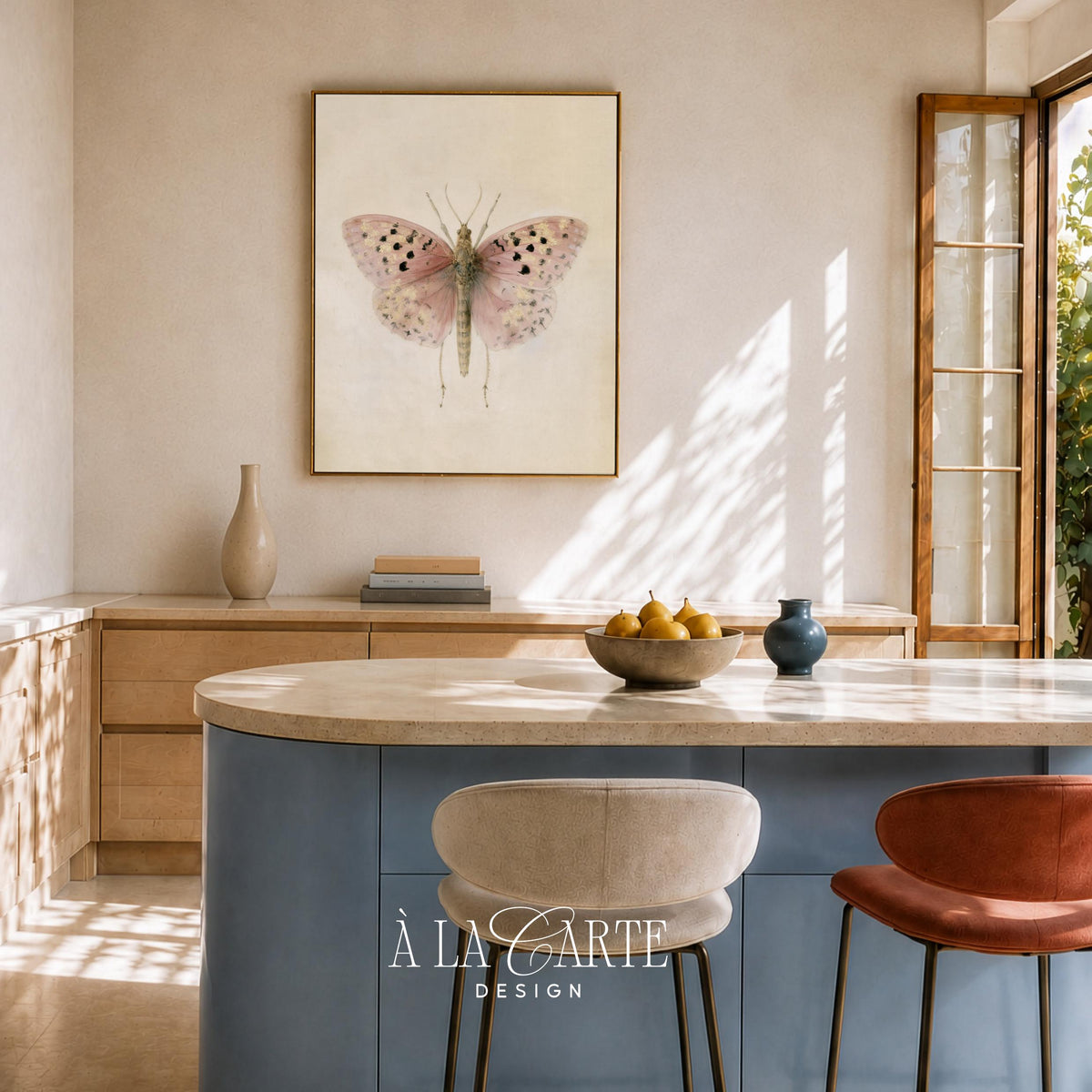 Vintage lepidoptera wall art featuring soft pastels and aged paper texture for cottage-inspired interiors