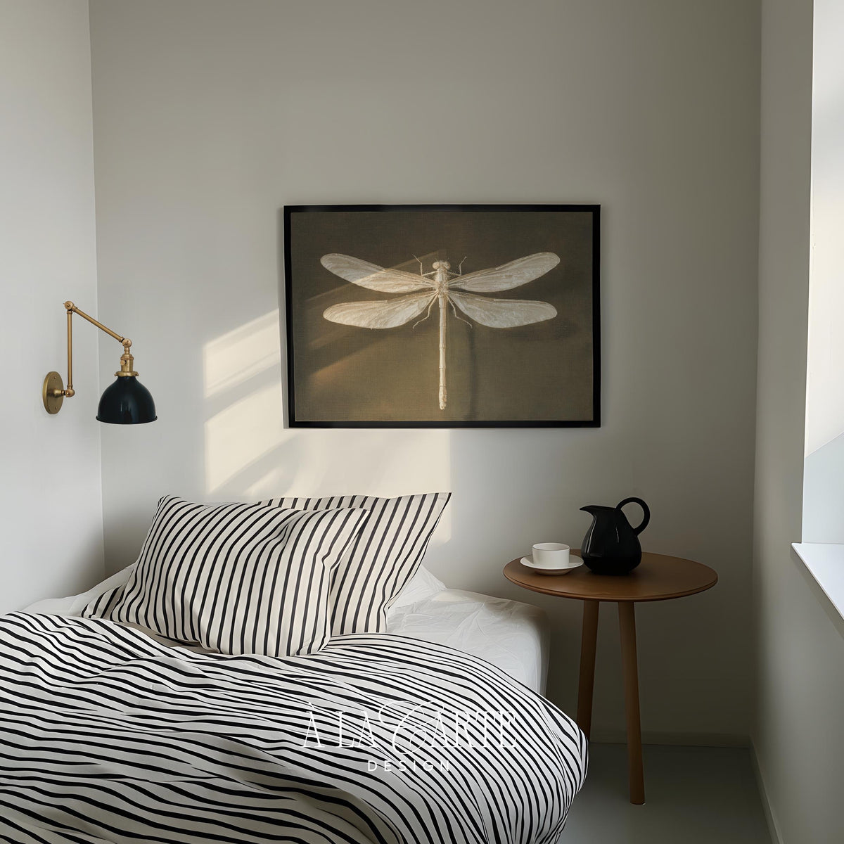 Vintage Dragonfly Wall Art, Vintage Insect Printable, Entomology Decor, White Dragonfly, Moody Cottagecore Print, Dark Academia Decor H1236