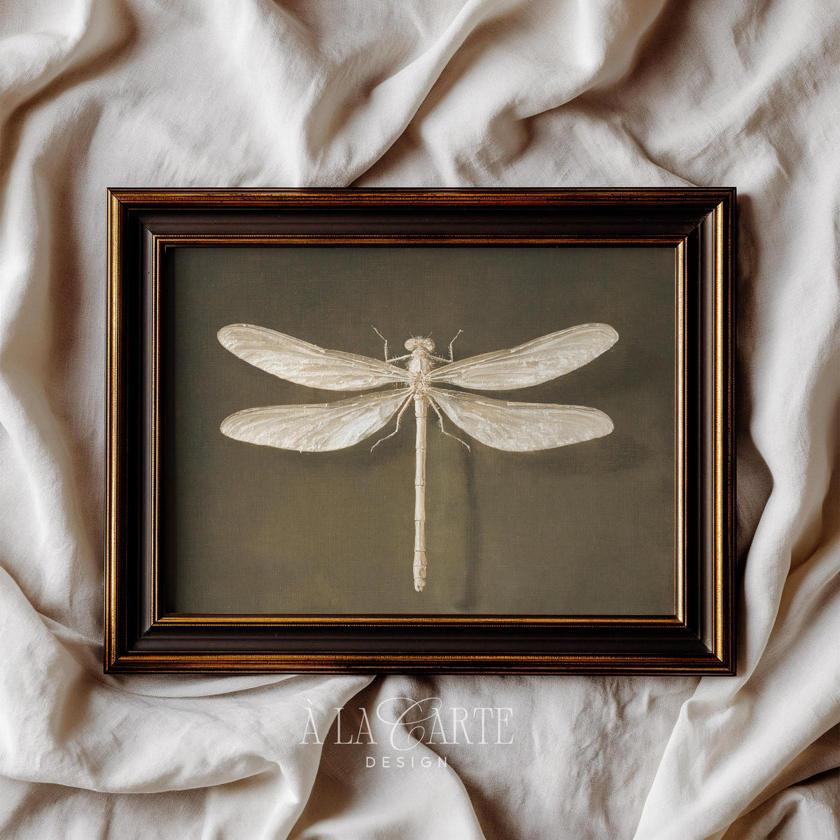 Vintage Dragonfly Wall Art, Vintage Insect Printable, Entomology Decor, White Dragonfly, Moody Cottagecore Print, Dark Academia Decor H1236