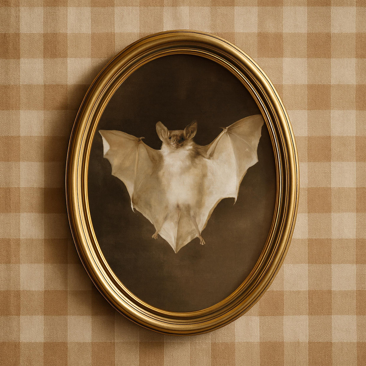 Gothic flying mammal illustration instant download — dark shadowy background with antique photograph aesthetic