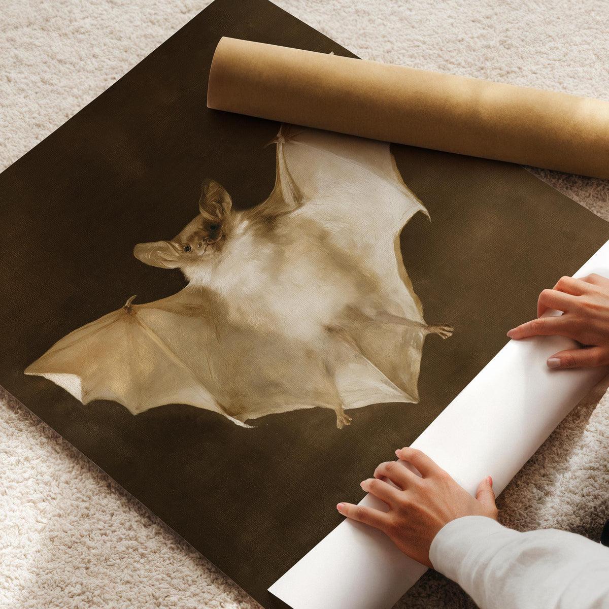 Bat specimen artwork instant download — spooky vintage natural history illustration for gothic decor