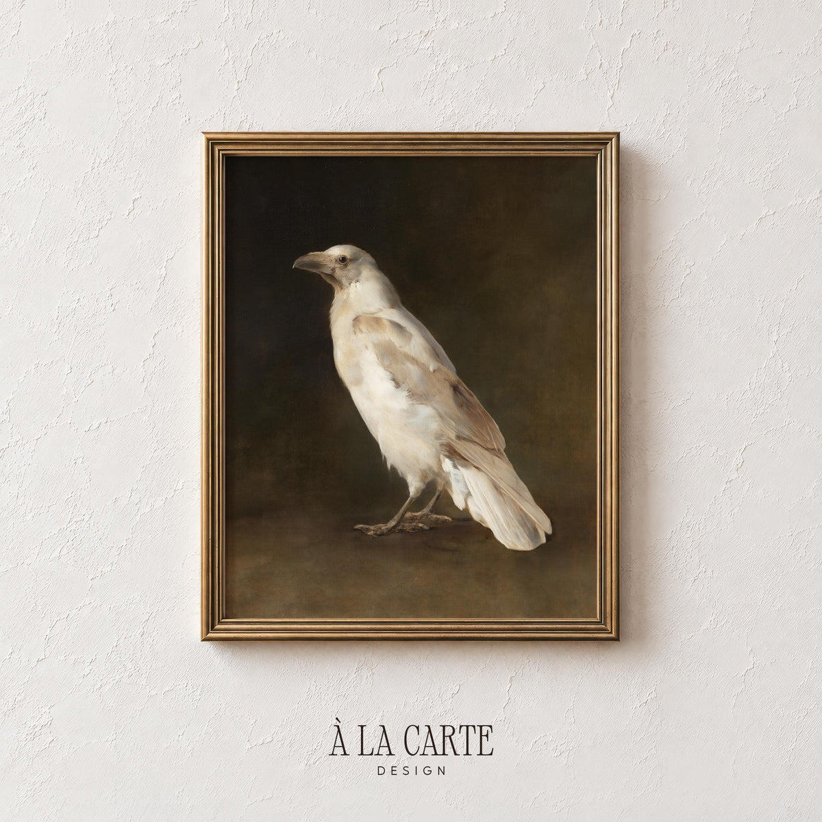 Albino raven wall picture instant download — moody contemplative portrait with old master aesthetic