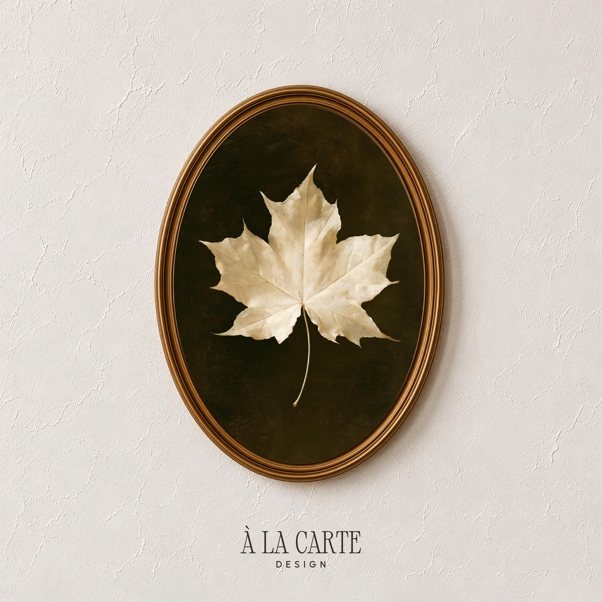 Vintage-style maple leaf digital print — aged naturalist study with deep brown and black tones