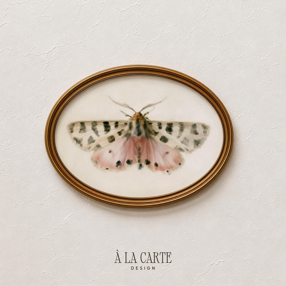 Lepidopteran-inspired wall decor printable art — symmetrical spotted design with gentle watercolor technique
