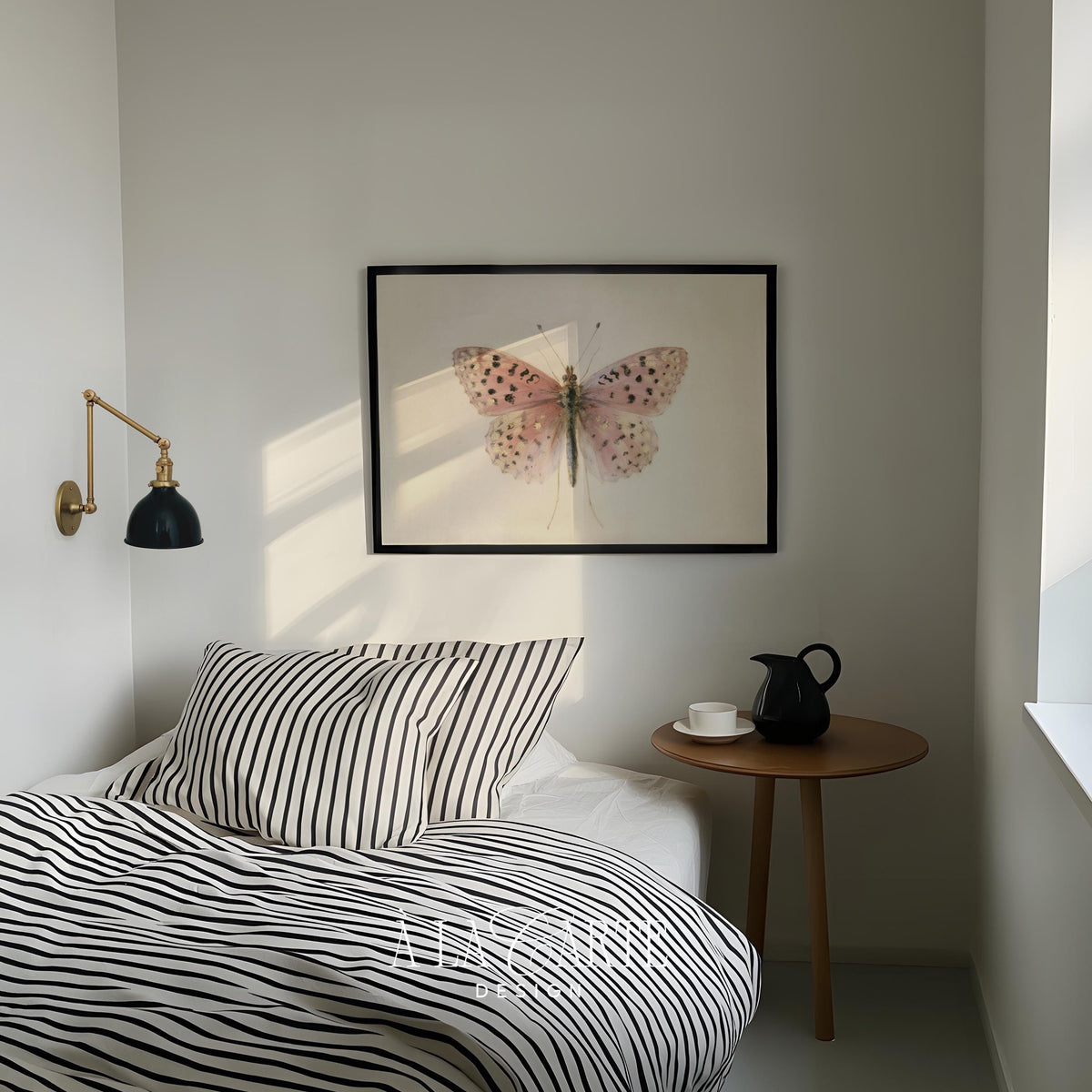 Vintage lepidoptera artwork — symmetrical specimen-style illustration with faded paper texture