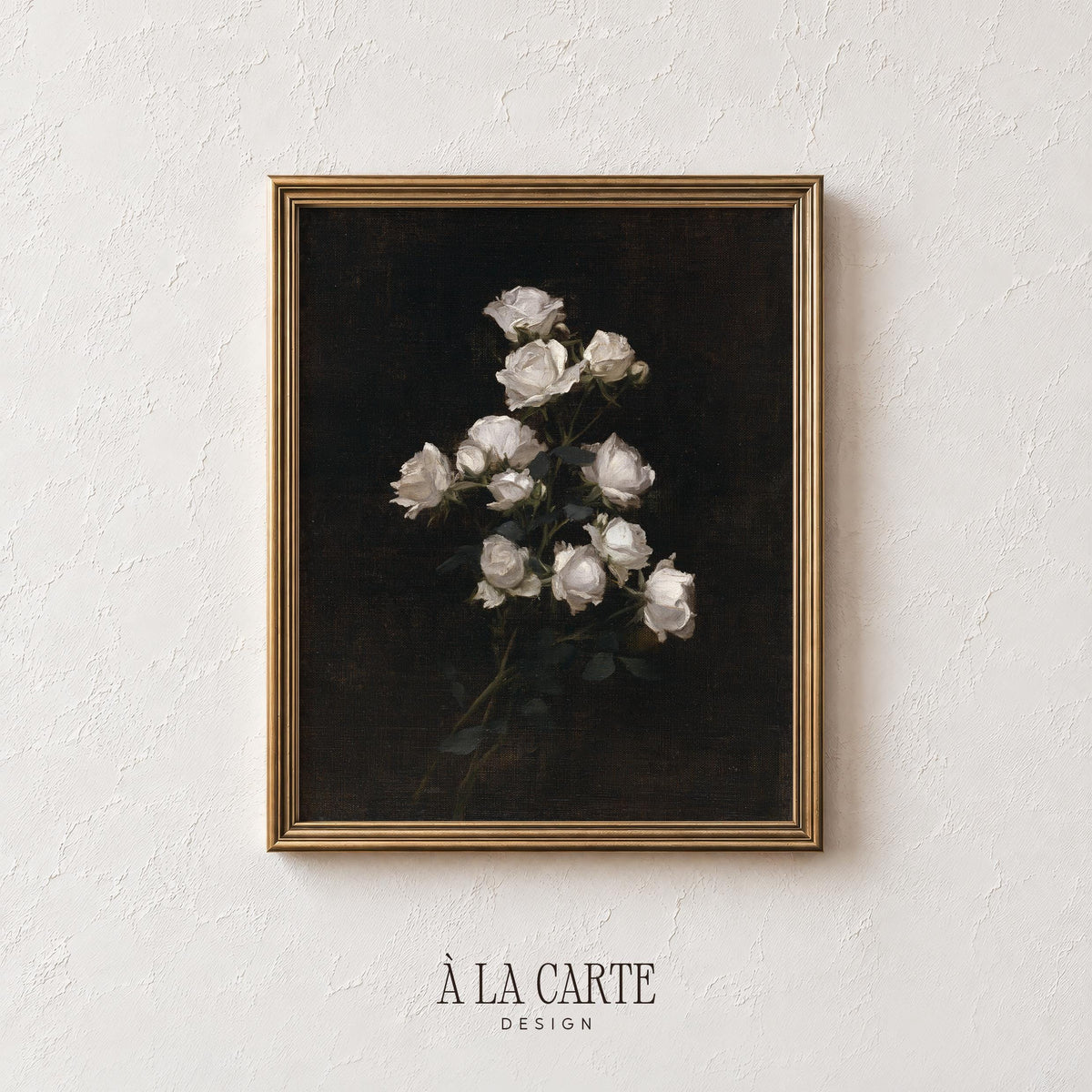 Pale bloom composition painting wall decor for study — timeless dark aesthetic with rich oil texture details