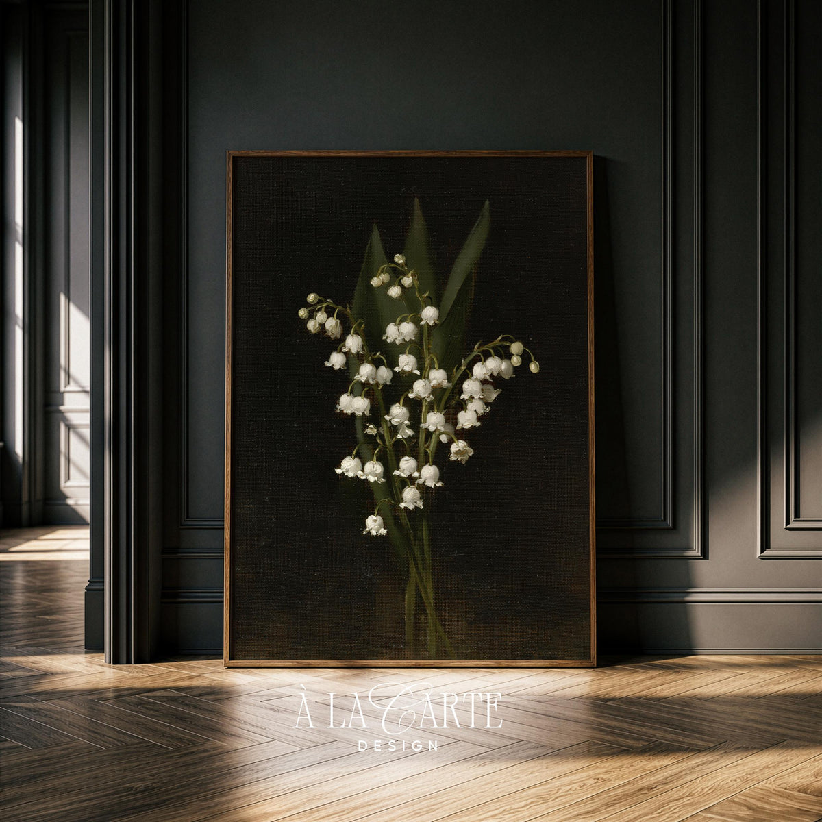Drooping bell-shaped blooms wall art for bedroom — soft vintage painting with cottagecore romantic appeal