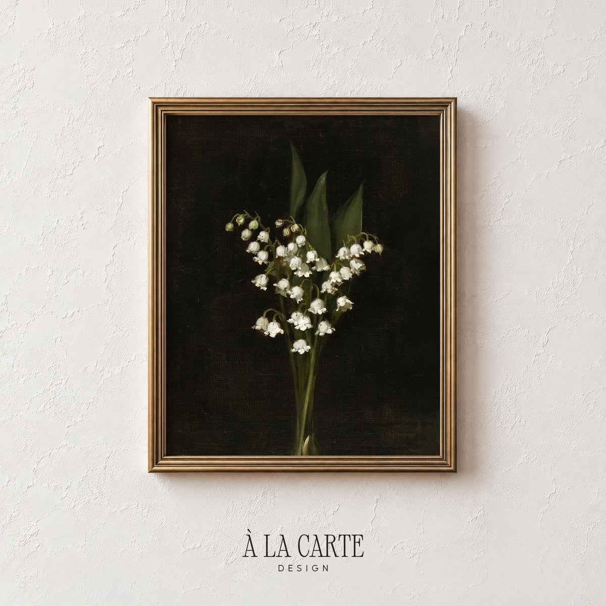 Antique-style floral wall art printable — romantic dark palette reminiscent of traditional still life