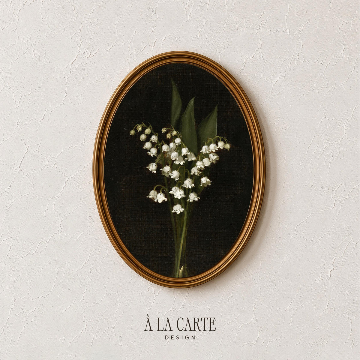 Vintage lily blooms artwork for home office — moody romantic print with old-world color palette