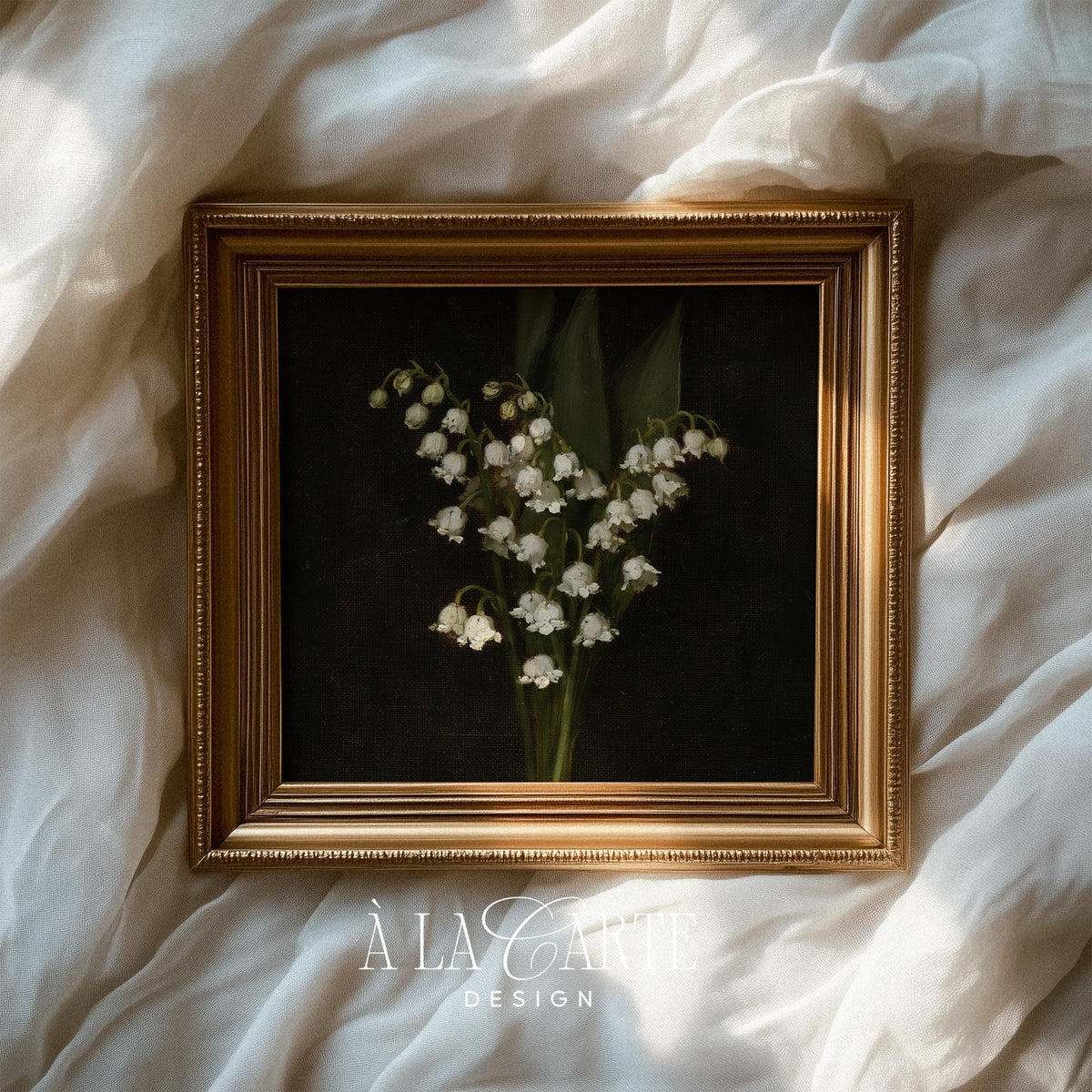 Romantic plant illustration printable wall decor — moody vintage aesthetic with classical brushwork