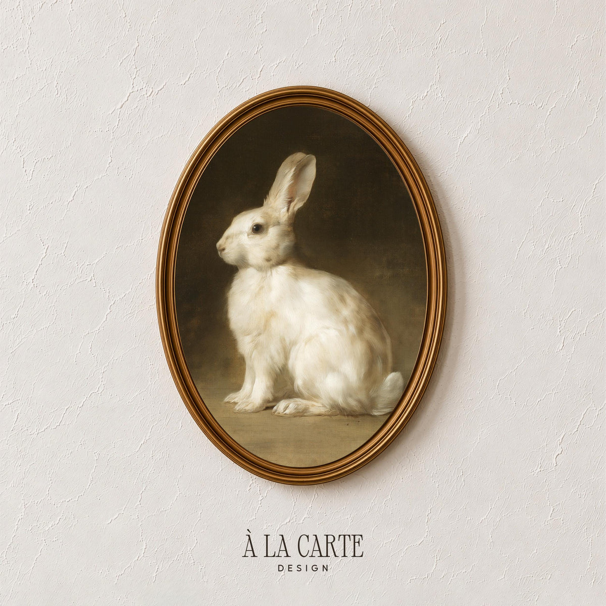 White Rabbit Wall Art, Bunny Painting, Woodland Nursery Art, Farm Animal Decor, Cottagecore Printable, Dark Academia Poster V263