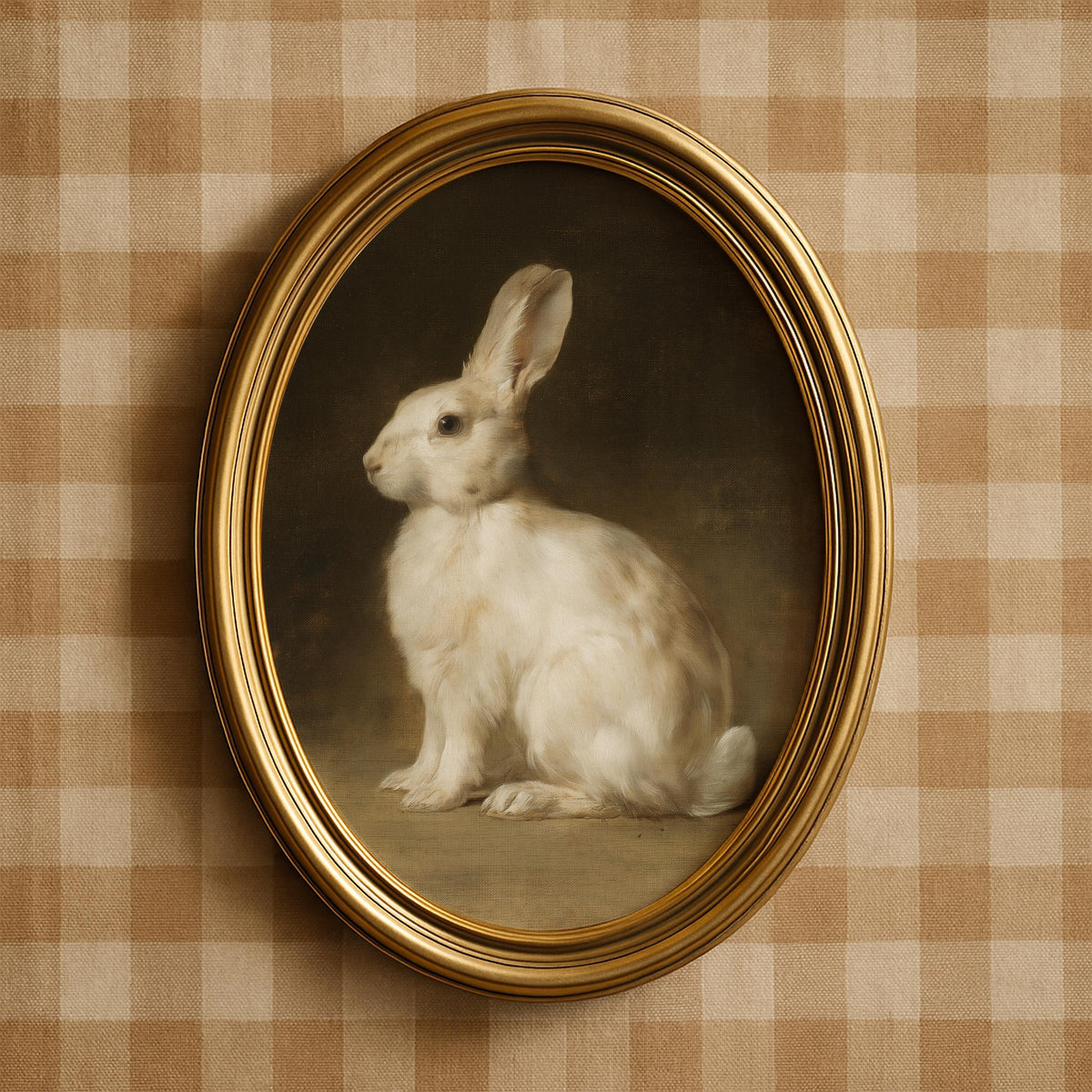 White Rabbit Wall Art, Bunny Painting, Woodland Nursery Art, Farm Animal Decor, Cottagecore Printable, Dark Academia Poster V263