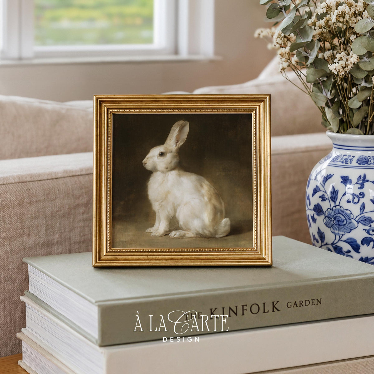 White Rabbit Wall Art, Bunny Painting, Woodland Nursery Art, Farm Animal Decor, Cottagecore Printable, Dark Academia Poster V263