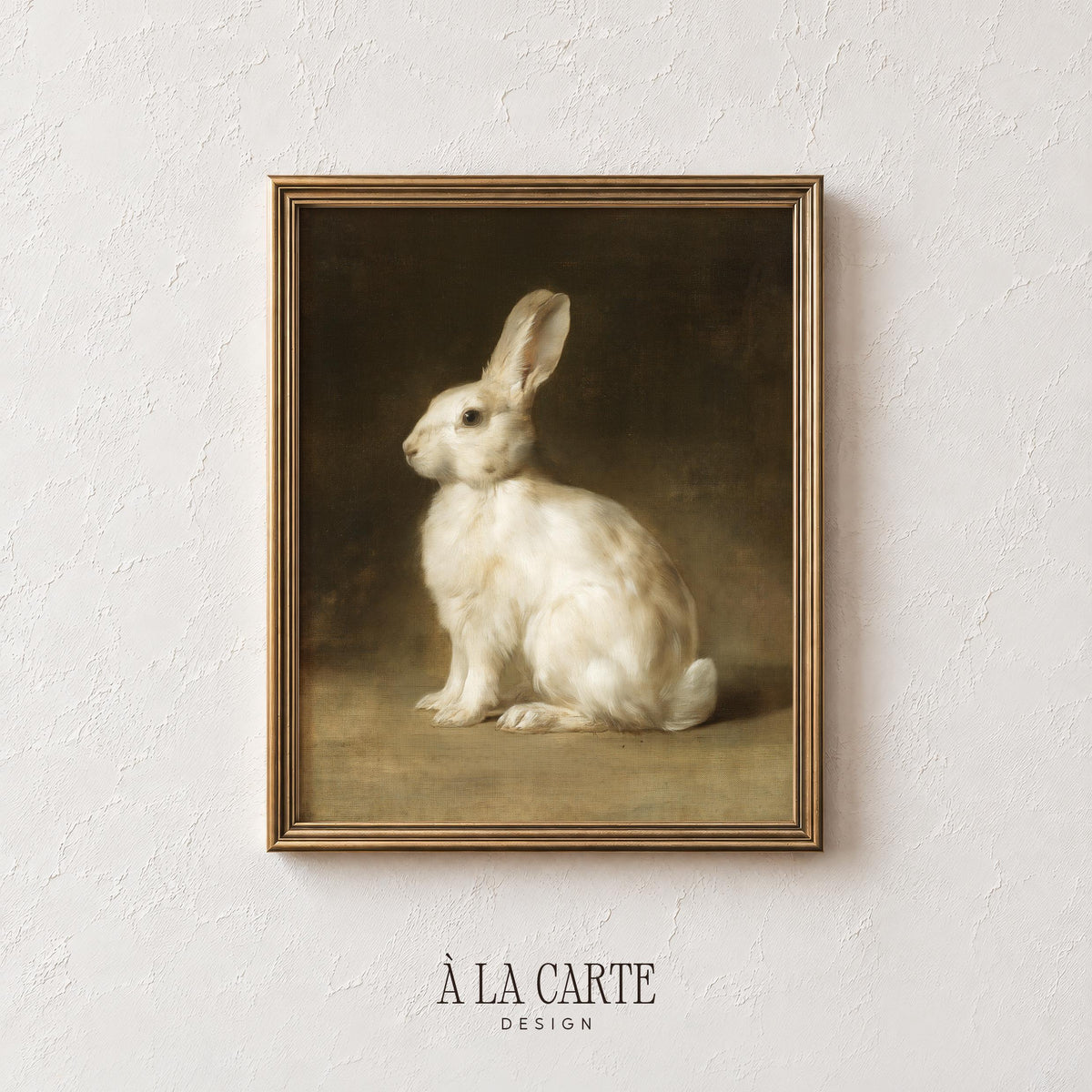 White Rabbit Wall Art, Bunny Painting, Woodland Nursery Art, Farm Animal Decor, Cottagecore Printable, Dark Academia Poster V263