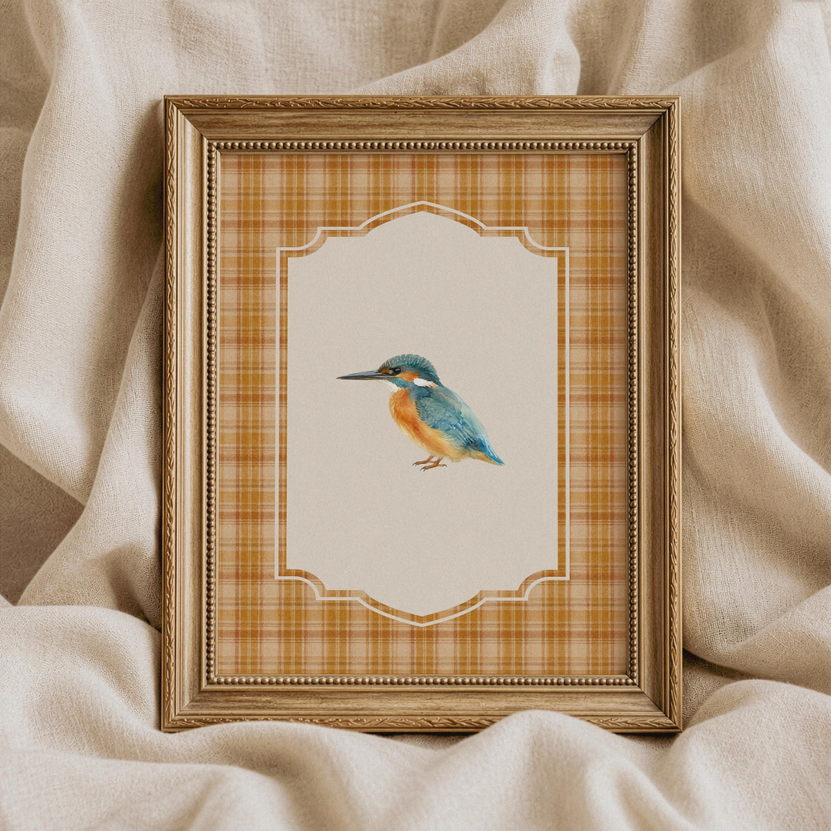 Nostalgic ornamental bird picture for farmhouse — delicate watercolor-style woodland creature with warm rustic warmth and charm