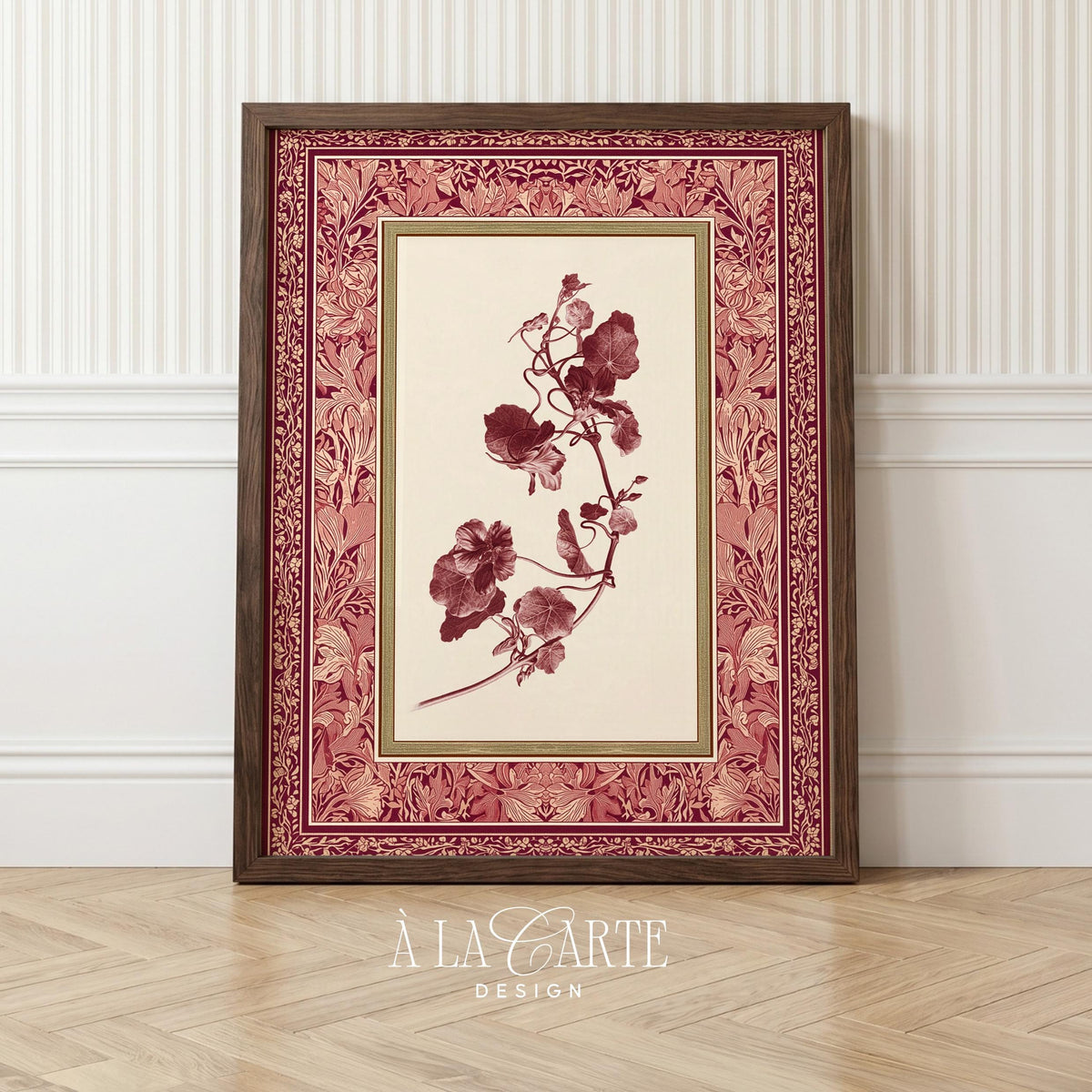 Antique floral tapestry wall art featuring layered rose blooms — romantic cottagecore aesthetic with decorative patterned frame