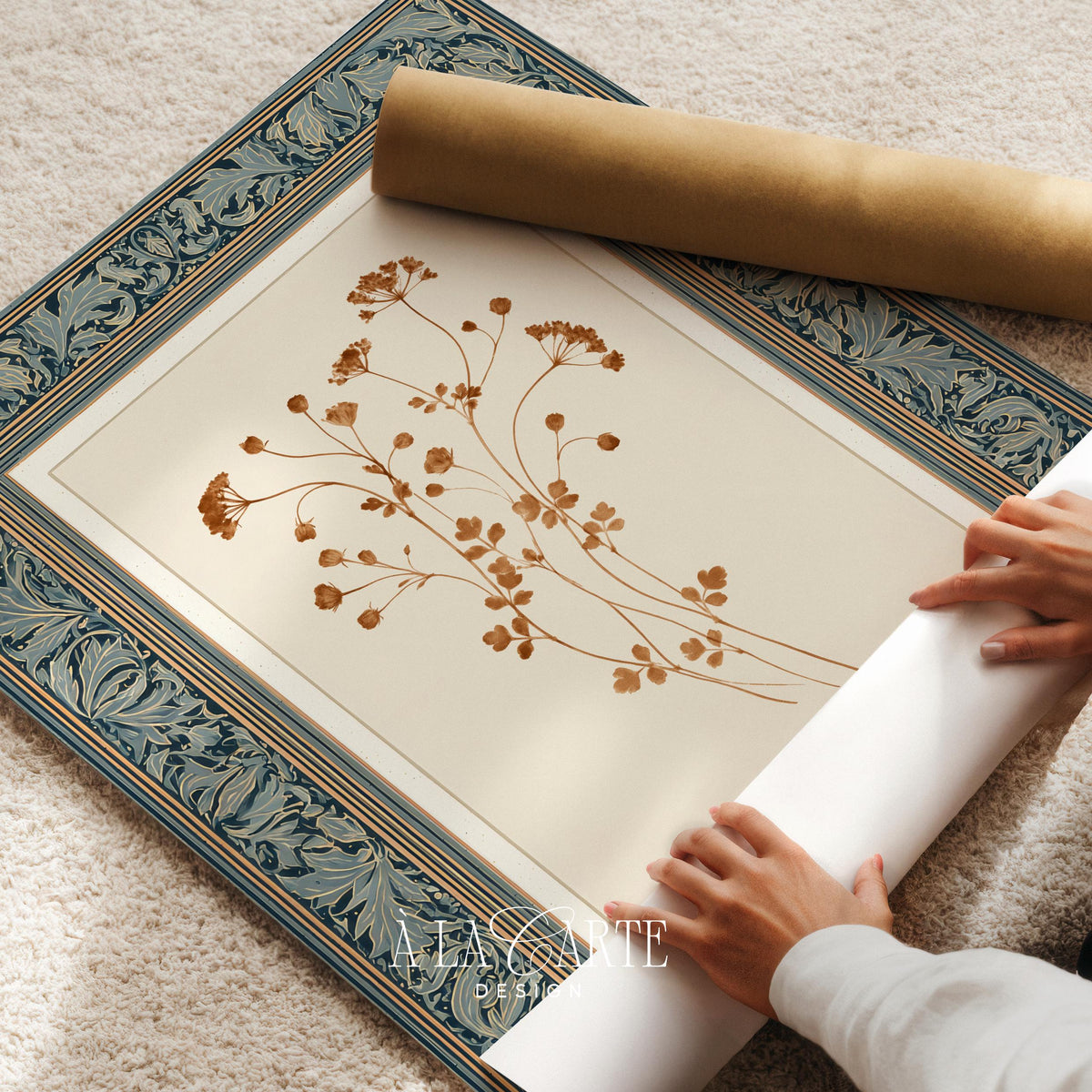 Vintage wildflower illustration printable for gallery wall — cozy cottagecore botanical design with cream background