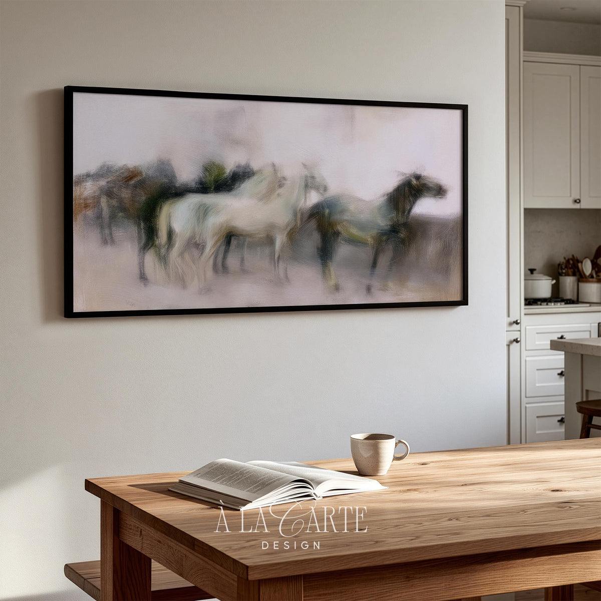 Blurred equestrian Samsung Frame TV art — dreamlike herd digital art for TV with rustic vintage aesthetic