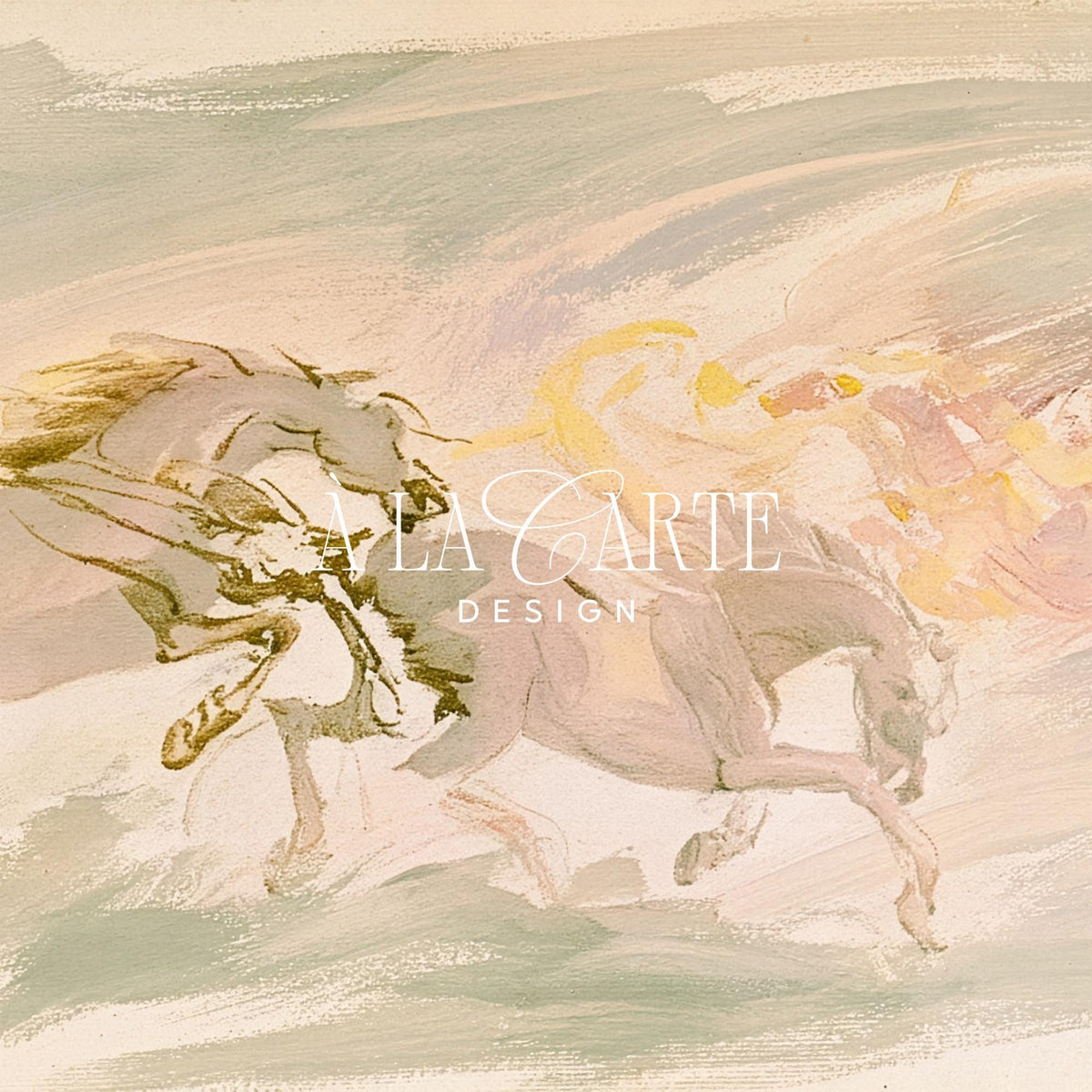 Loose abstract horses Samsung Frame TV screensaver for home — romantic mood with cream and blush tones