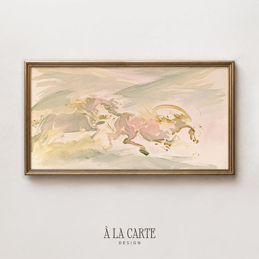 Pastel Abstract Frame TV Art | Modern Horse Painting | Equestrian Decor | Digital Download F394