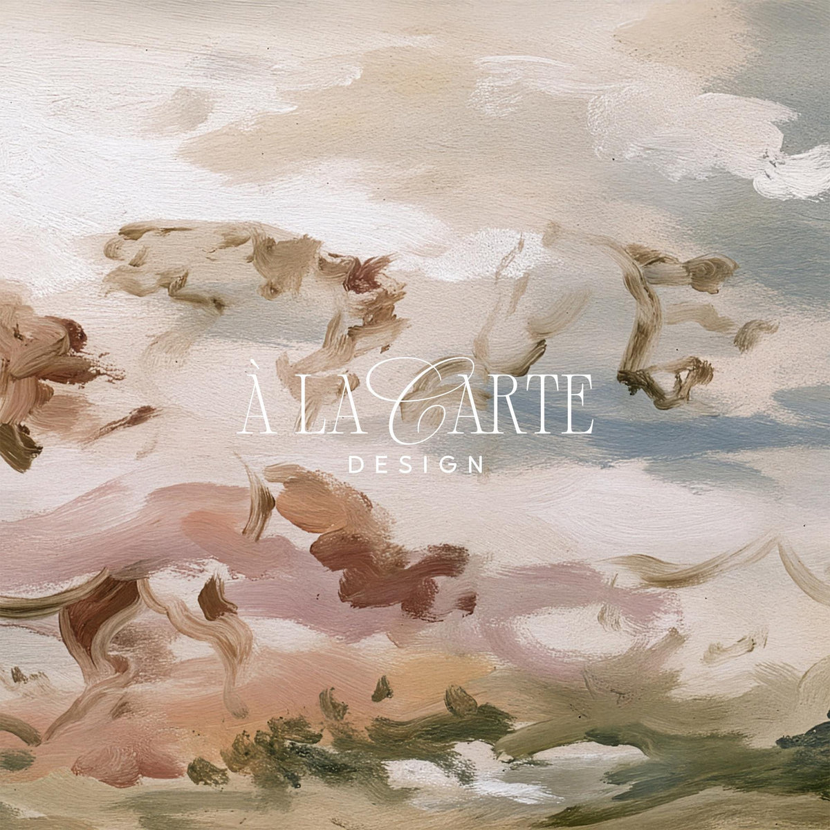 Vintage equestrian digital art for Frame TV — dynamic herd in abstract style with muted cream, blush, and green palette for elegant interiors