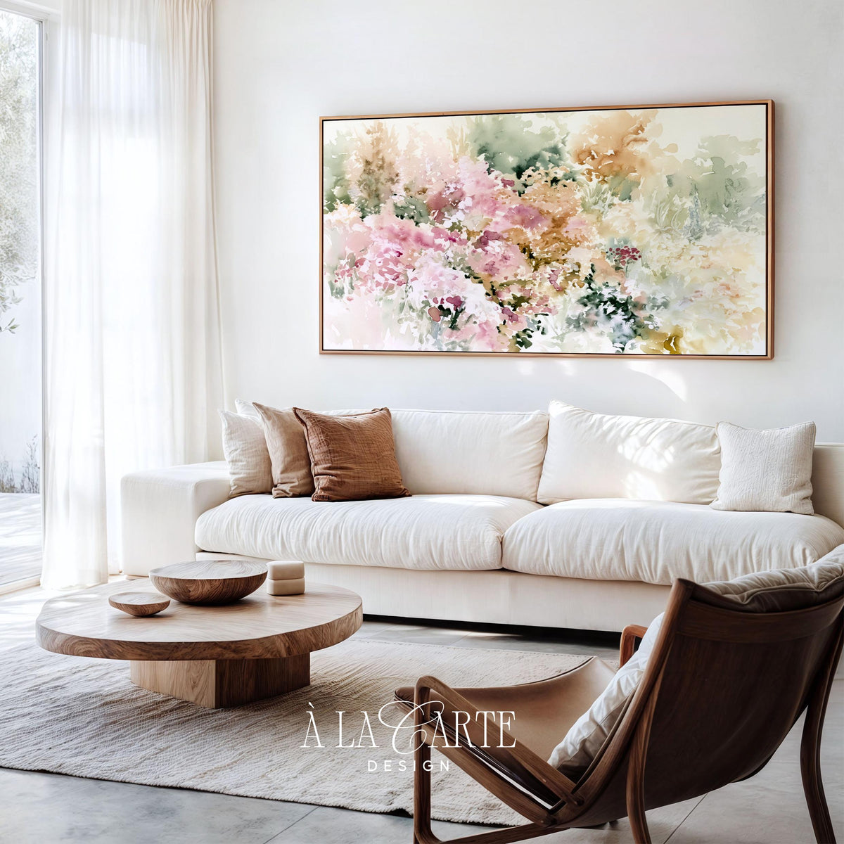 Delicate flower cluster TV art download — cottagecore inspired soft blooms in cream, rose, and muted green tones