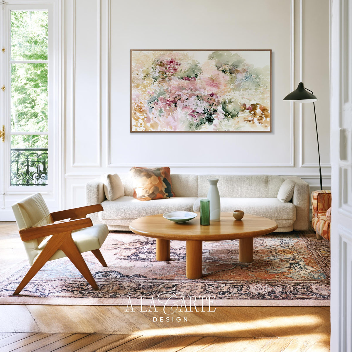 Abstract cottagecore Frame TV art — blended wildflower scene in soft pastels with romantic, feminine aesthetic for digital TV display