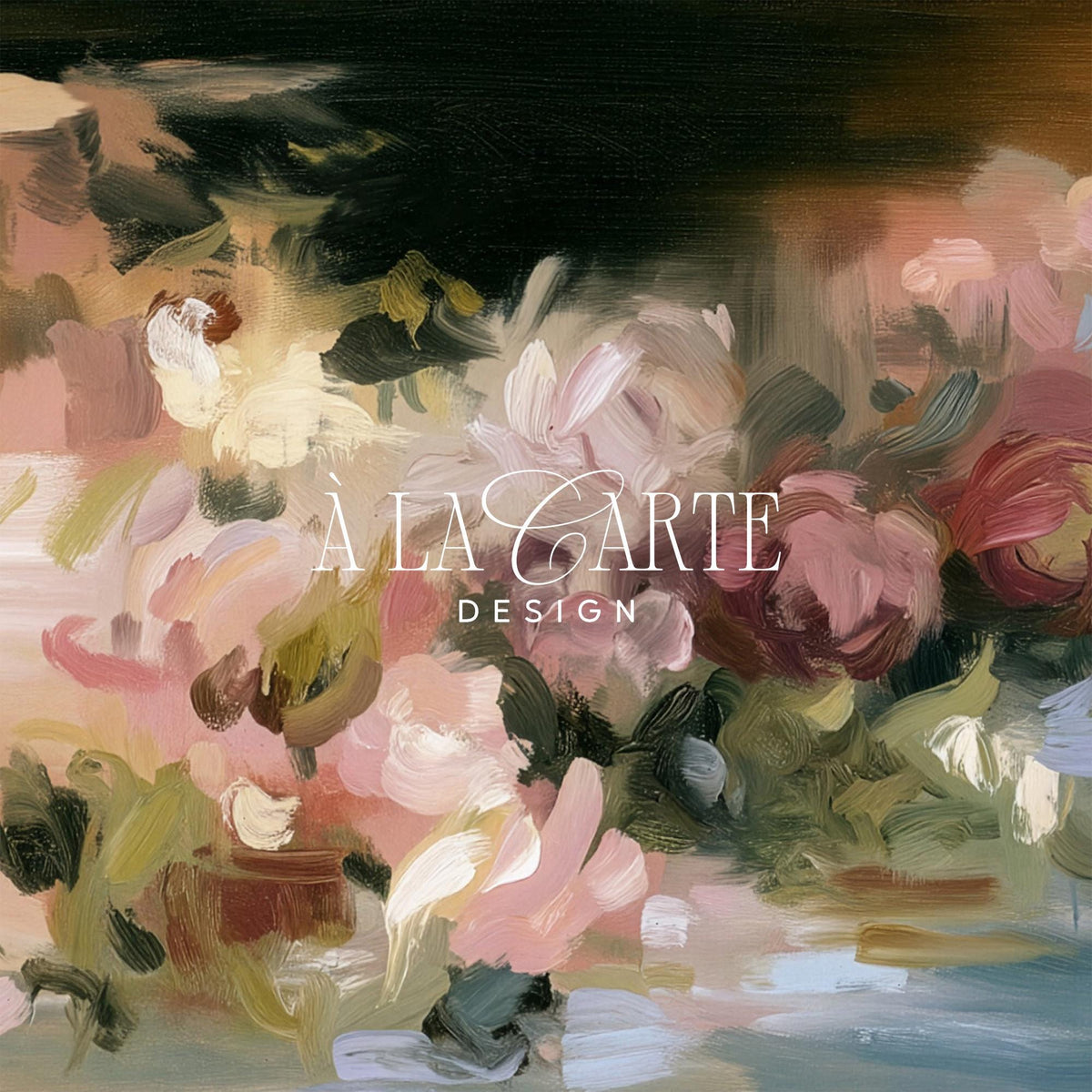 Abstract floral bouquet Frame TV art — soft pink and mauve blooms on dark background for bedroom displays