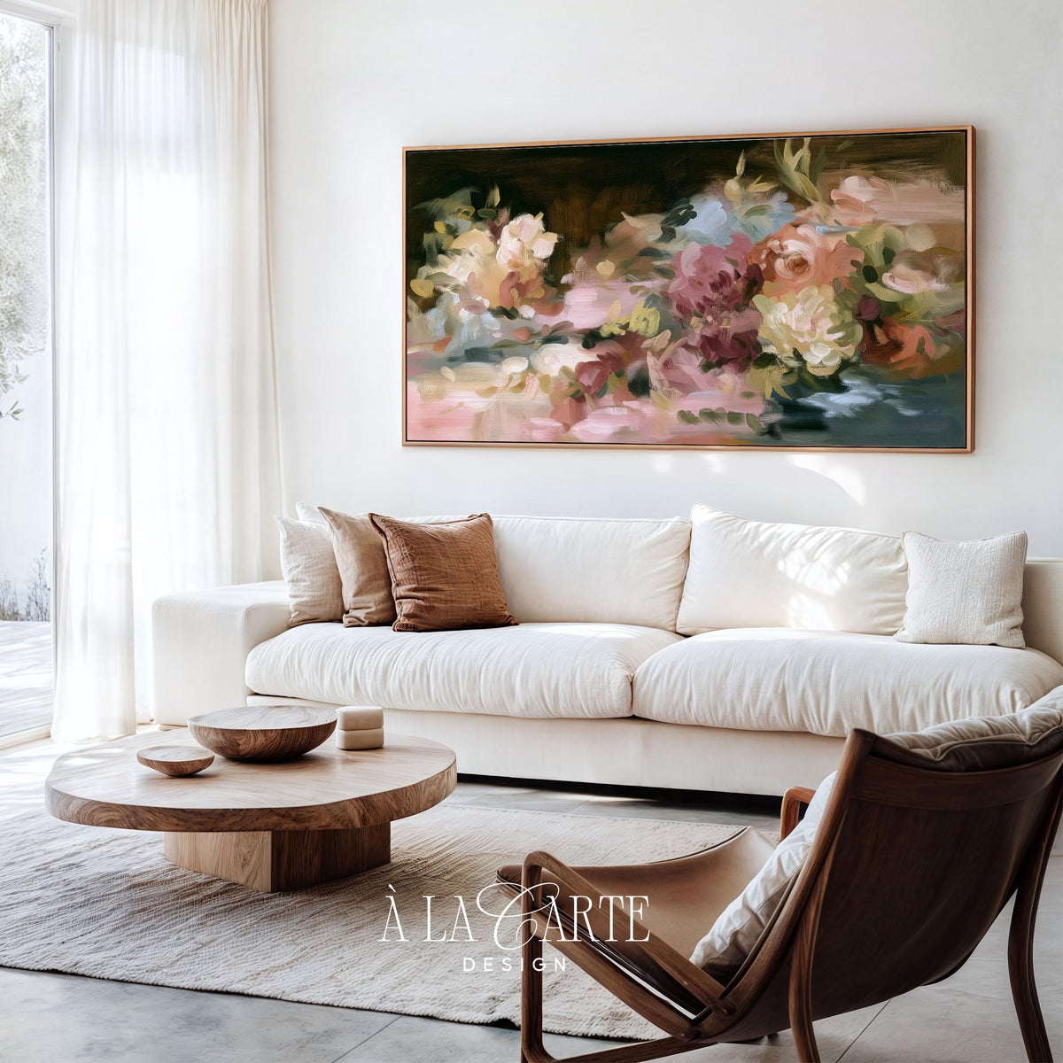 Romantic floral arrangement Frame TV art for bedroom — soft pink roses and peonies with moody background, cottagecore Samsung digital art