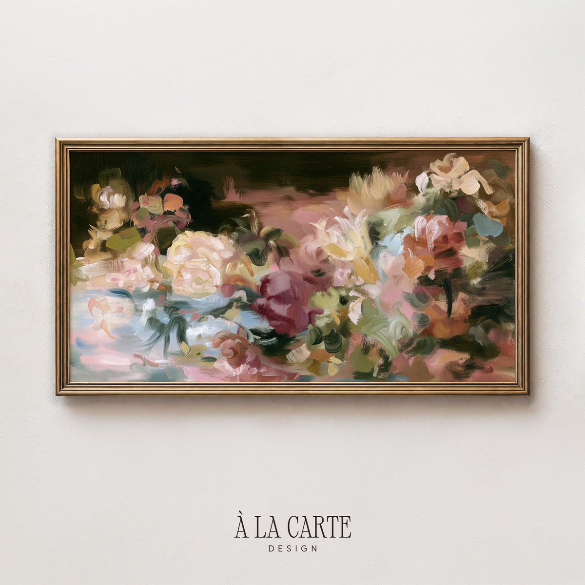 Textured flower painting digital art for TV — cottagecore-inspired arrangement with loose petals and lush botanical charm