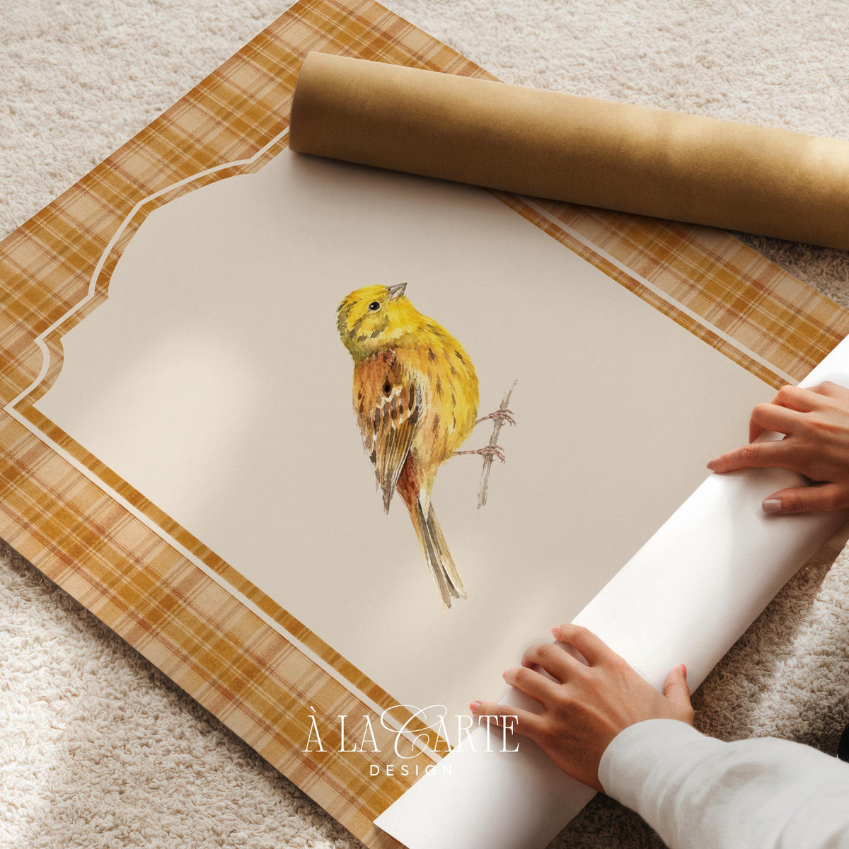 Vintage finch wall decor printable art — intricate feather detail bird illustration with cottagecore warmth