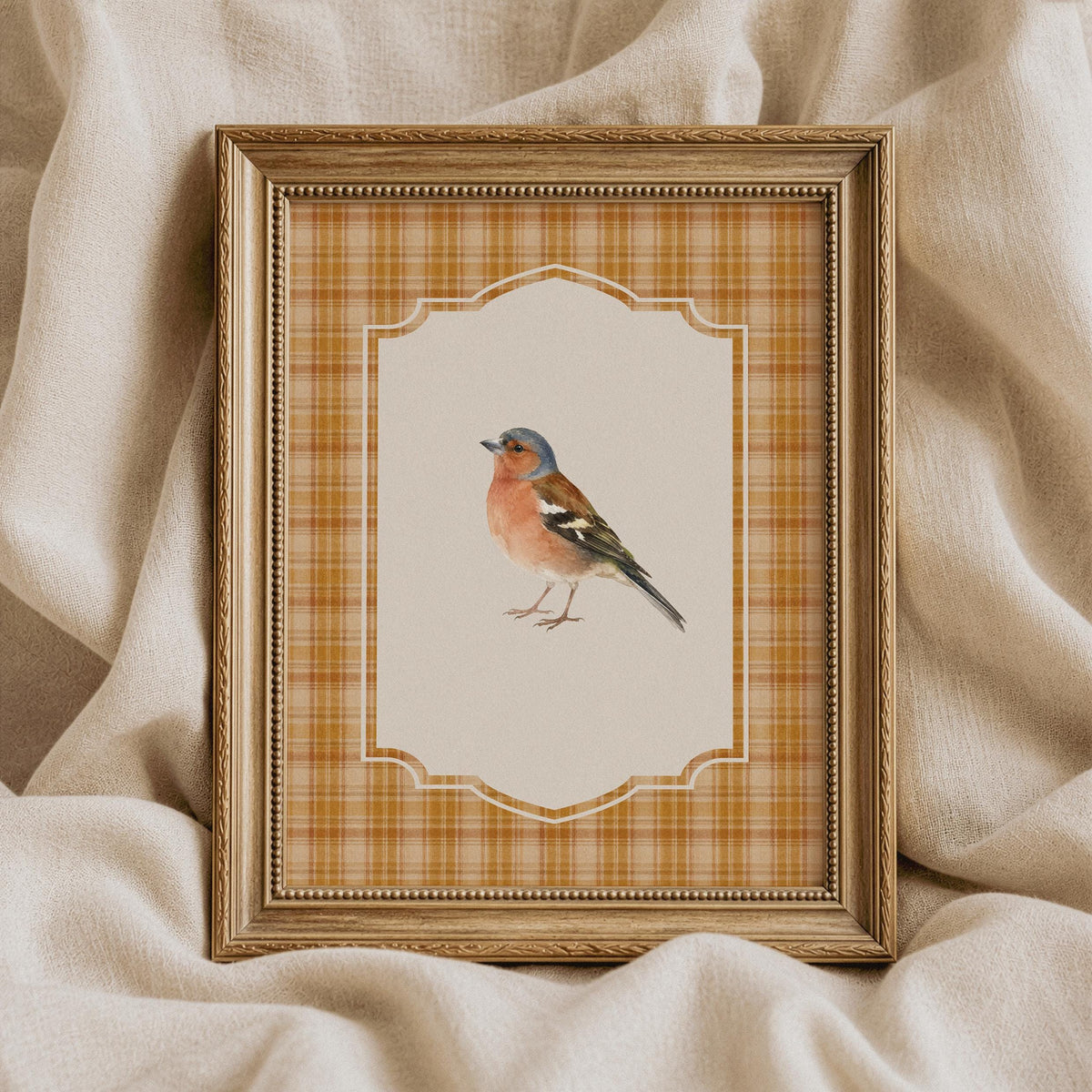 Bird illustration printable for dining room — cottagecore wall decor featuring warm earthy tones and delicate brushwork