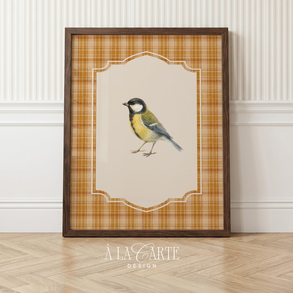 Soft feathered bird picture printable — rustic farmhouse illustration with warm harvest colors and detailed wings