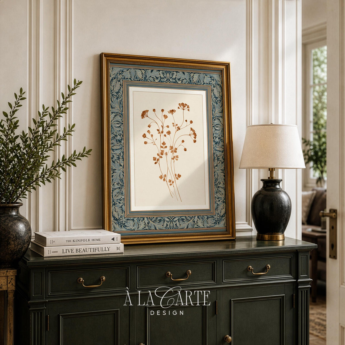 Muted botanical painting digital download — vintage wildflower herbarium print for eclectic home styling