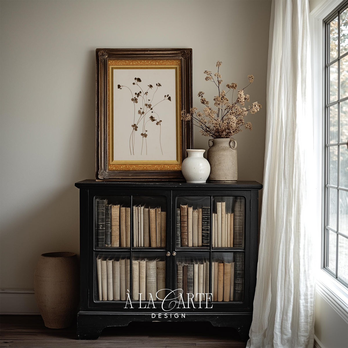 Cottage-core wildflower wall art featuring intricate herbarium rendering and understated neutral color palette