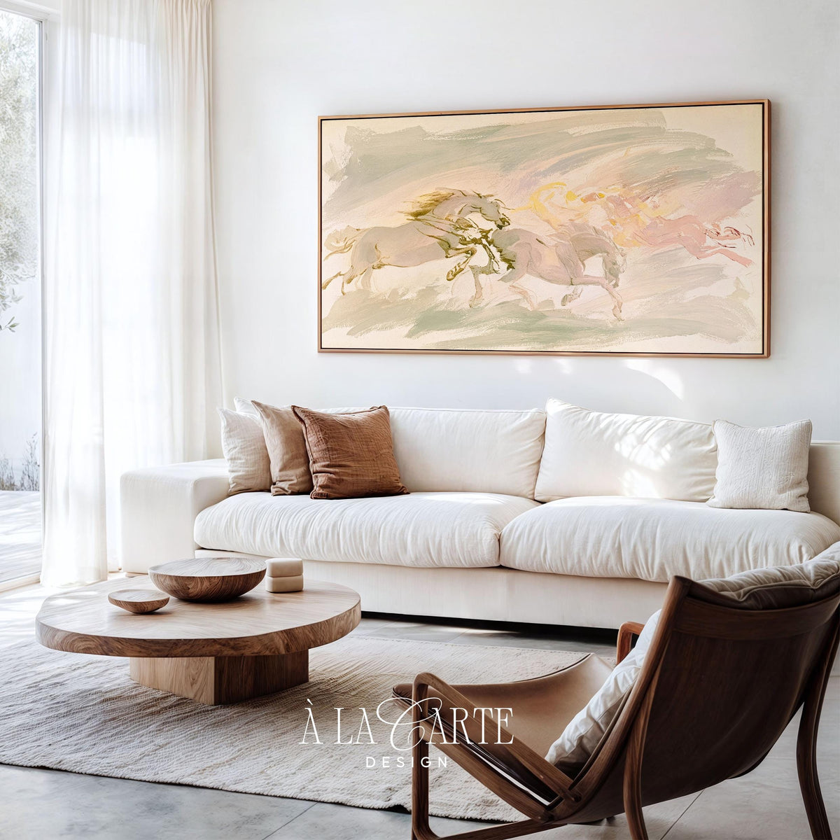 Abstract racing horses Samsung Frame TV art — dreamy digital art for TV with loose painterly brushstrokes