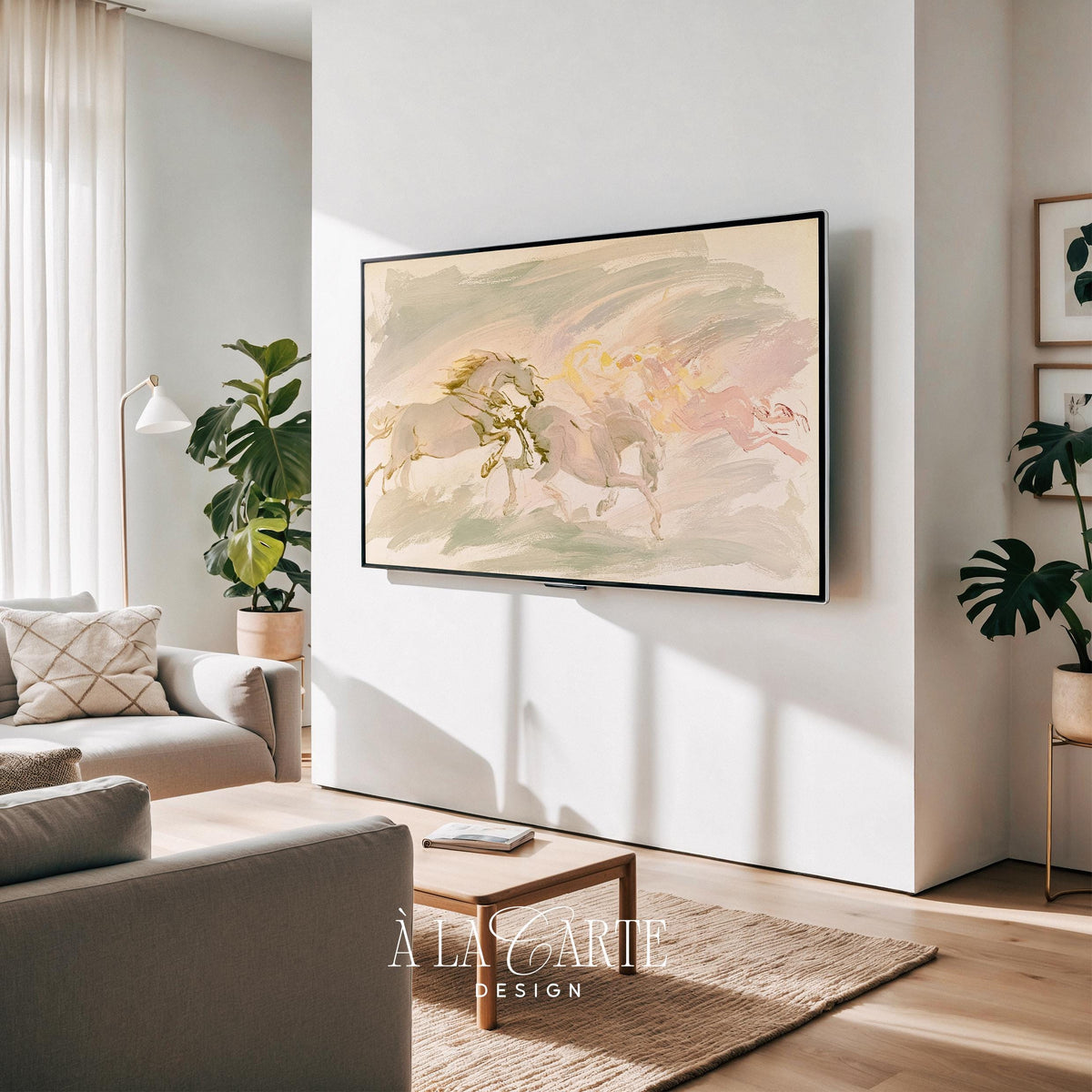 Gallop-inspired Frame TV download — feminine equestrian artwork with sage green and gold-toned composition