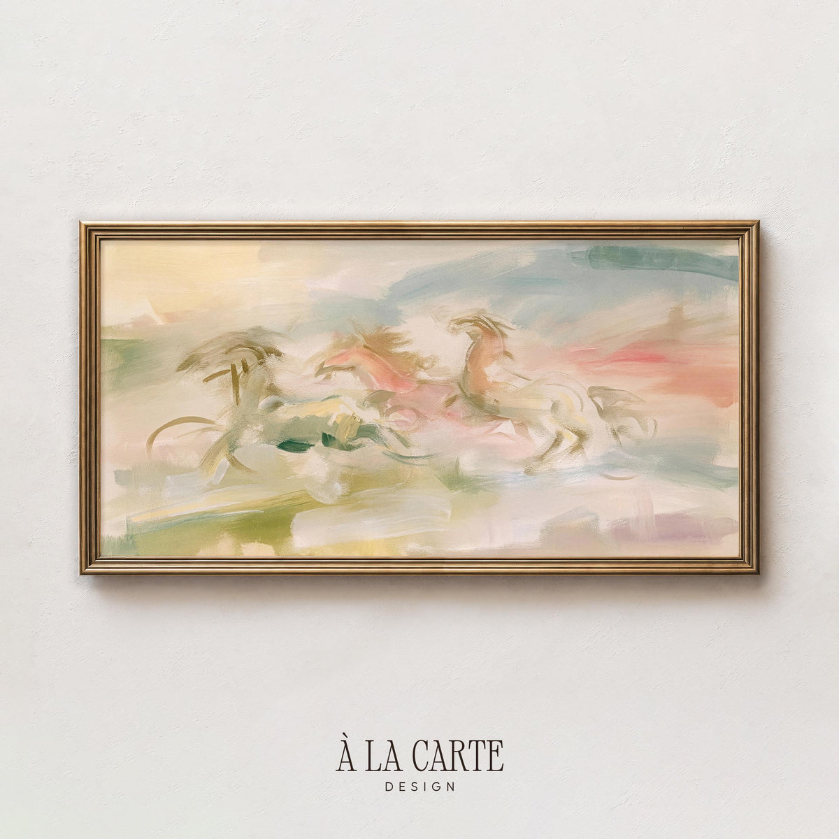 Running horses Frame TV download — cottagecore aesthetic with airy pastel palette and impressionistic blended technique