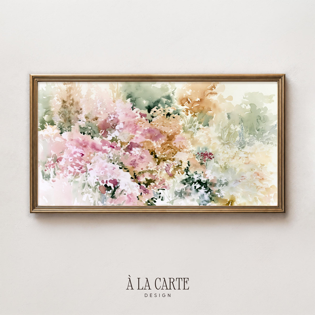 Romantic floral Samsung Frame TV screensaver — loose brushwork abstract flowers with airy, elegant color palette