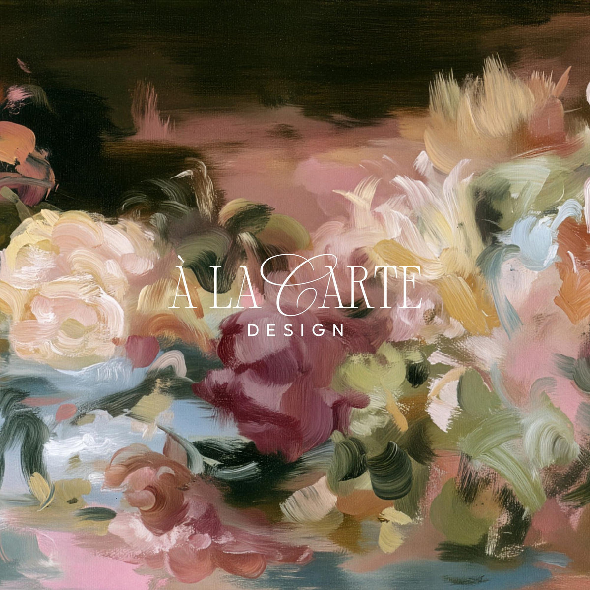 Abstract rose arrangement Samsung Frame TV art — dreamy pastel blooms in cream, blush, and sage with dark romantic background