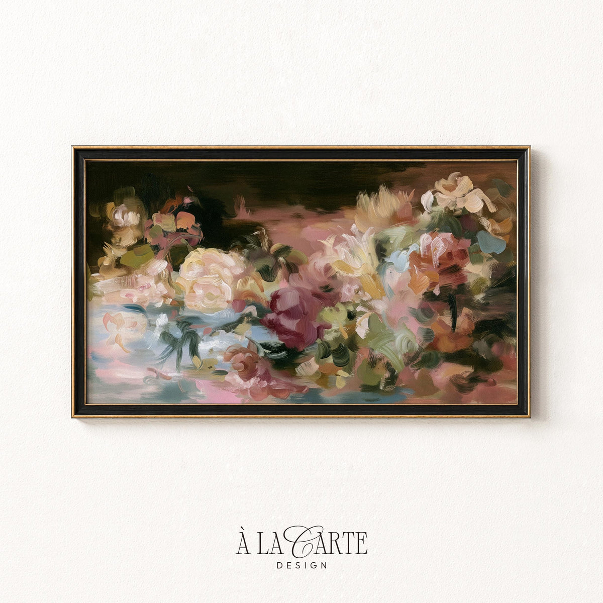 Lush blossom arrangement digital art for TV — vintage-inspired wildflower composition with textured, soft-focus artistic finish