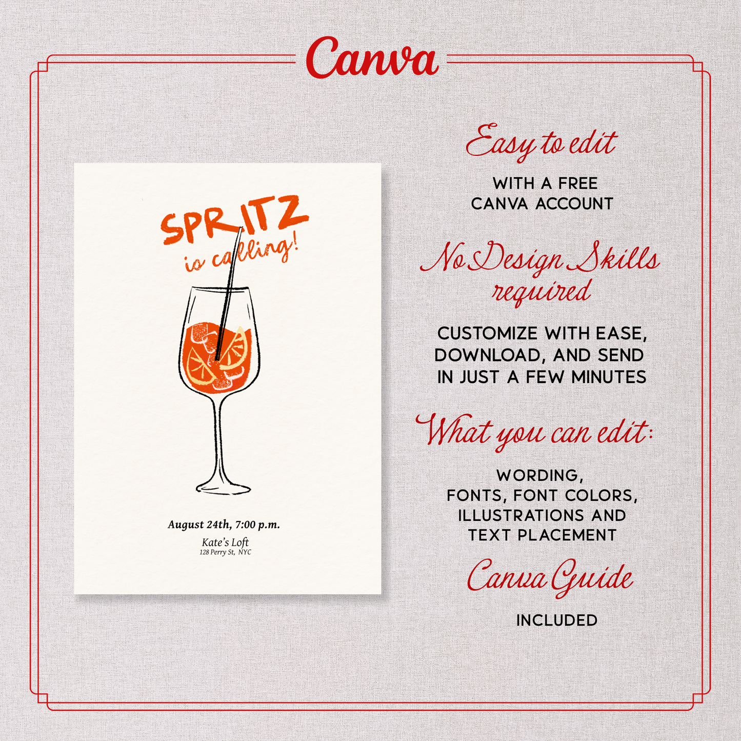 Spritz is calling | Invito stravagante | Modello Canva Animato e Modificabile
