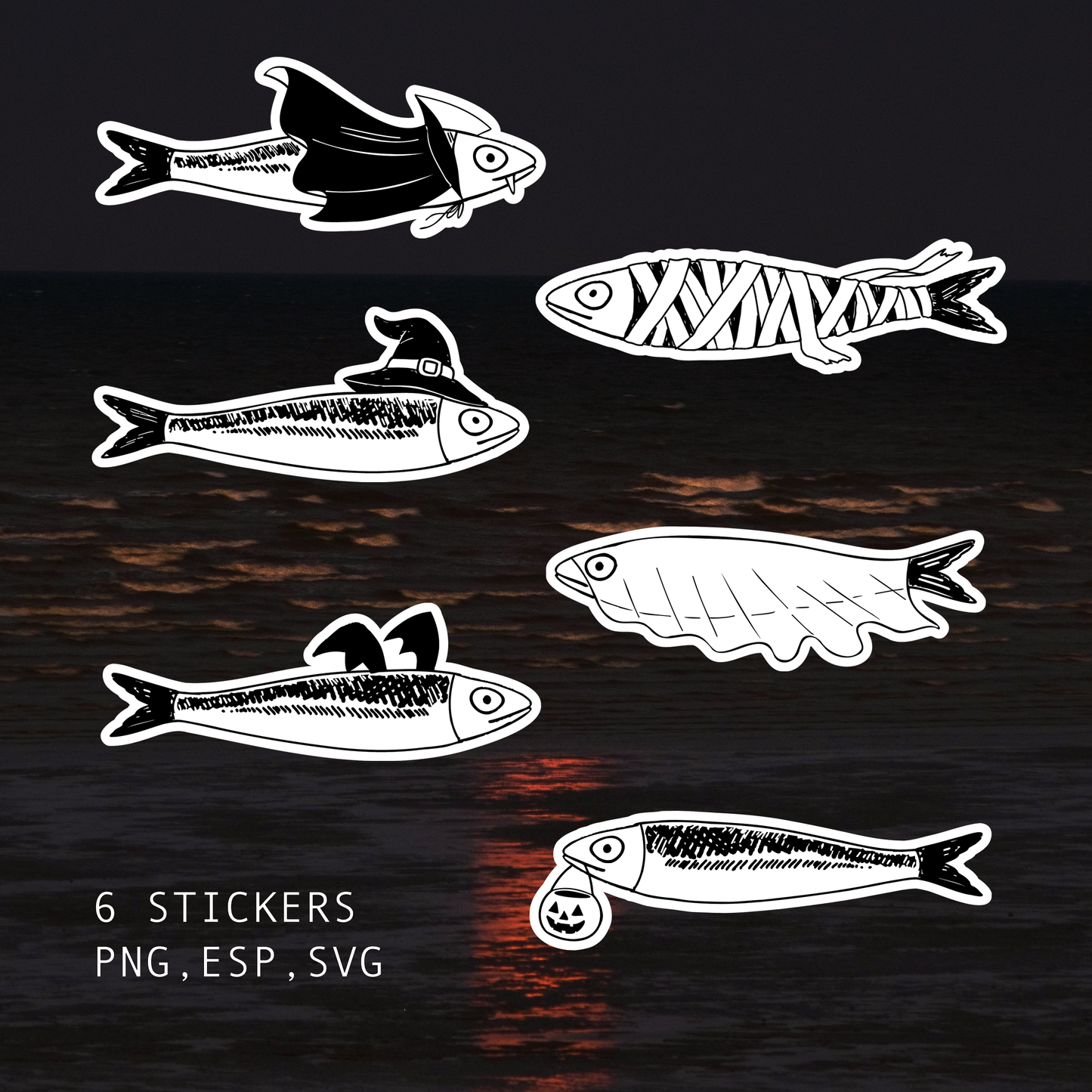 Treat or Tin | Quirky Halloween Sardines | Clipart Pack