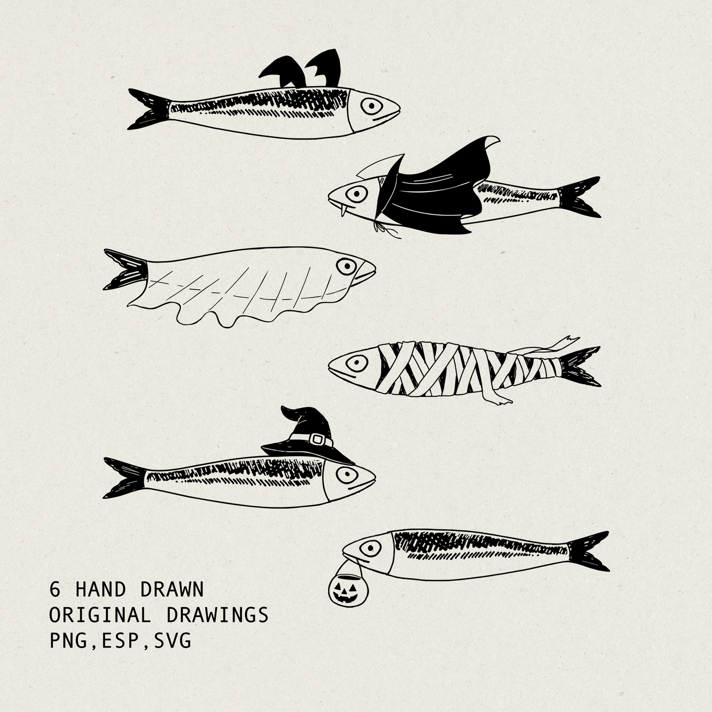 Treat or Tin | Quirky Halloween Sardines | Clipart Pack