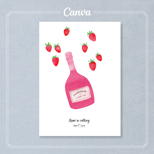 Champagne Soiree Whimsical Invitation | Editable Canva Template